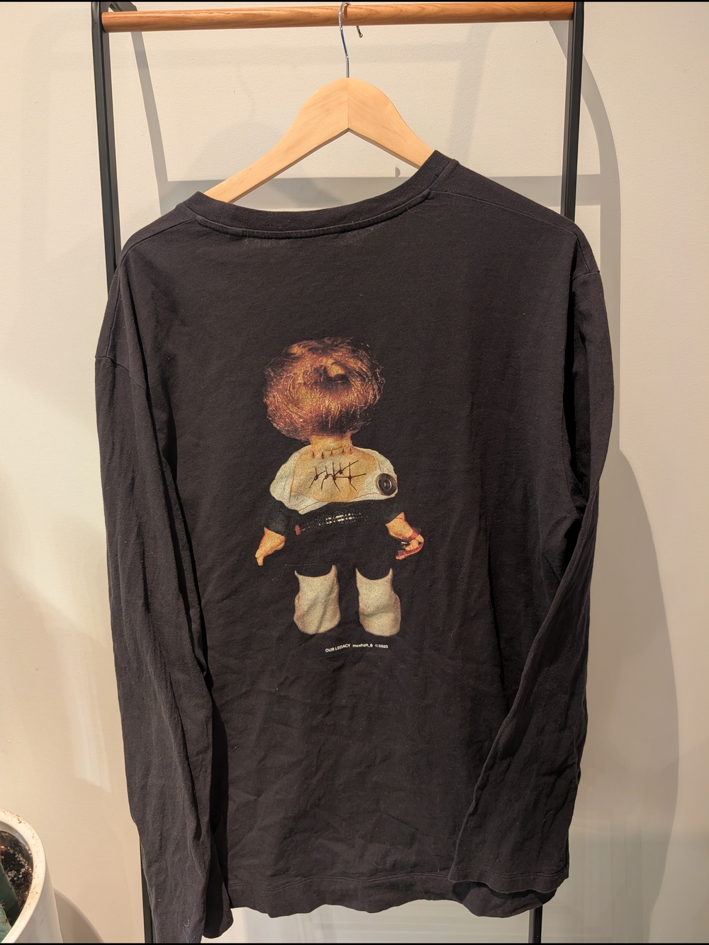 Our Legacy Black Long-Sleeve Graphic Tee with Doll Back Print